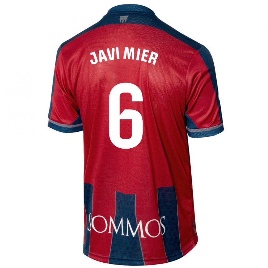 Kinder Fußball Javi Mier #6 Rot Blau Heimtrikot Trikot 2024/25 T-Shirt Luxemburg