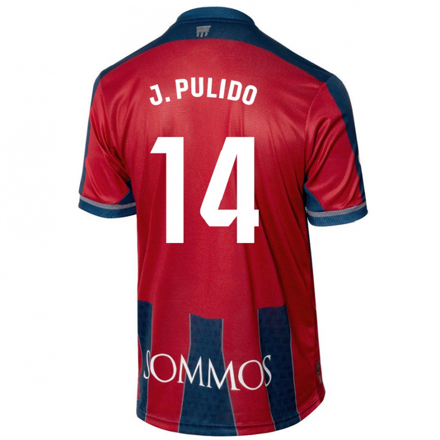 Kinder Fußball Jorge Pulido #14 Rot Blau Heimtrikot Trikot 2024/25 T-Shirt Luxemburg