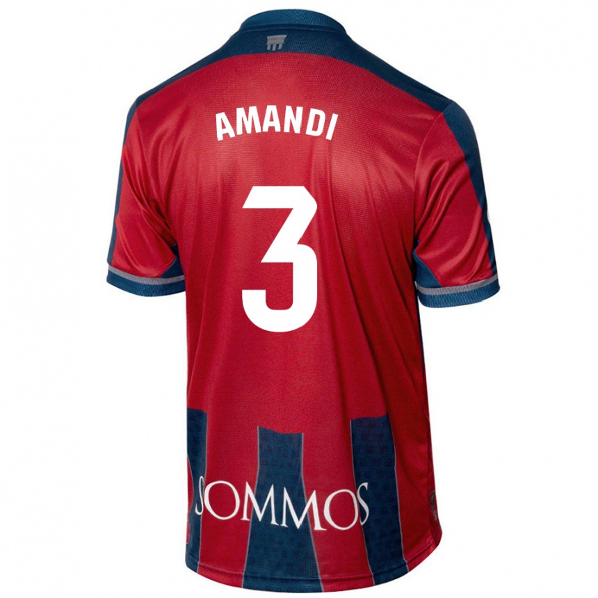 Kinder Fußball Iván Amandi #3 Rot Blau Heimtrikot Trikot 2024/25 T-Shirt Luxemburg