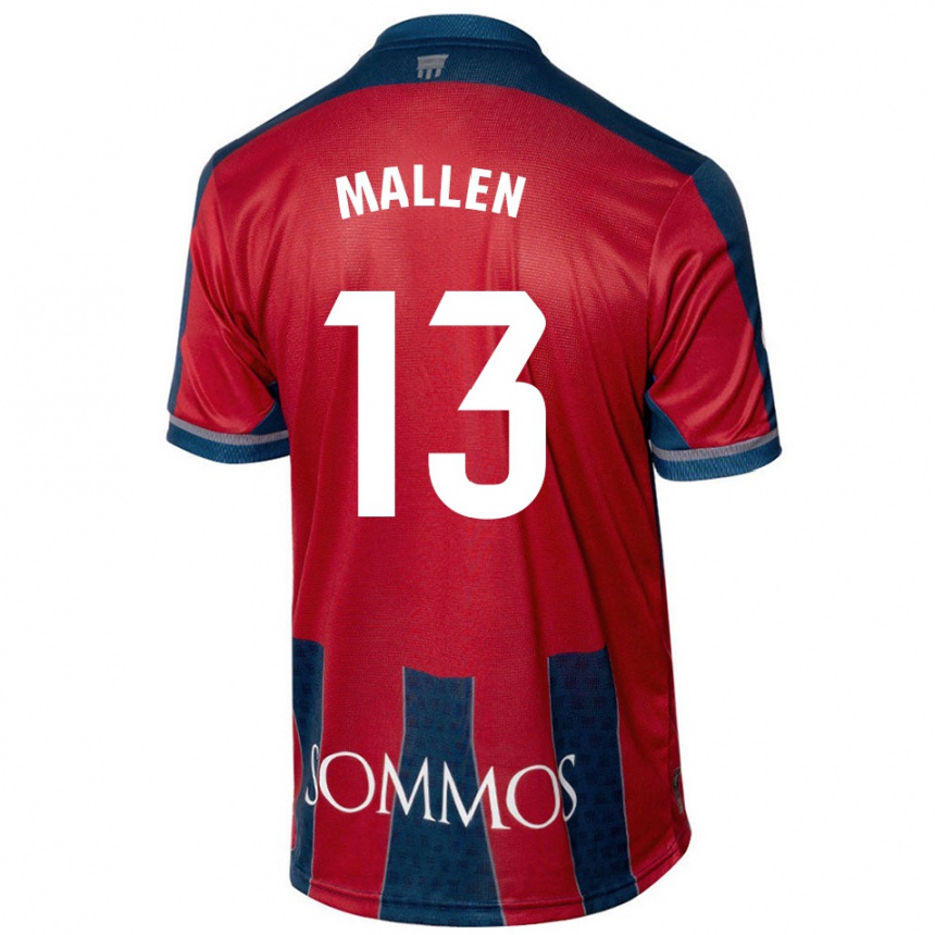 Kinder Fußball Lucía Mallén #13 Rot Blau Heimtrikot Trikot 2024/25 T-Shirt Luxemburg