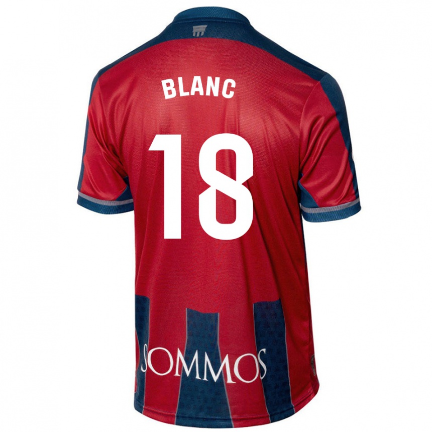 Kinder Fußball Laia Blanc #18 Rot Blau Heimtrikot Trikot 2024/25 T-Shirt Luxemburg