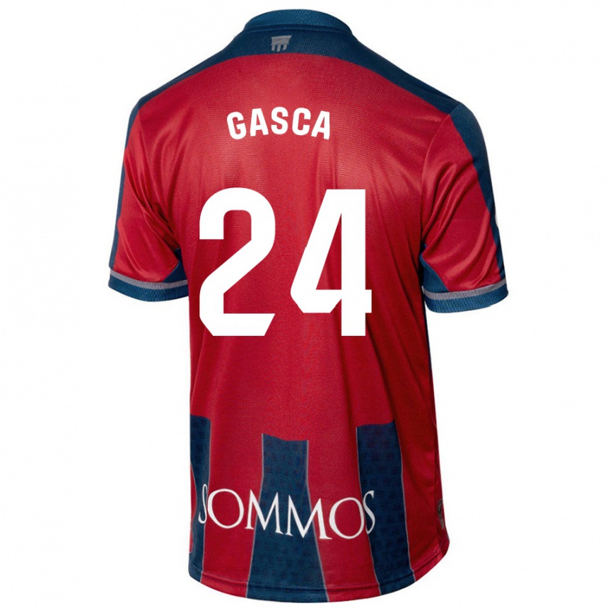 Kinder Fußball Verónica Gasca #24 Rot Blau Heimtrikot Trikot 2024/25 T-Shirt Luxemburg