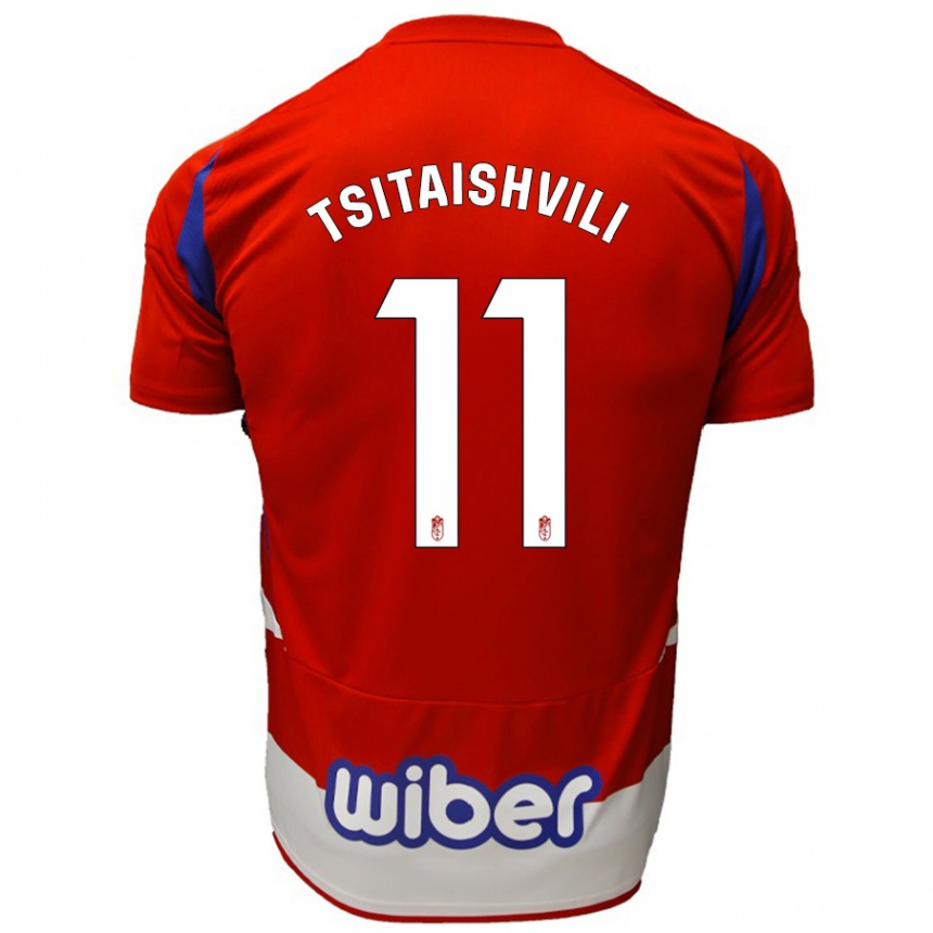 Kinder Fußball Georgiy Tsitaishvili #11 Rot Weiß Blau Heimtrikot Trikot 2024/25 T-Shirt Luxemburg