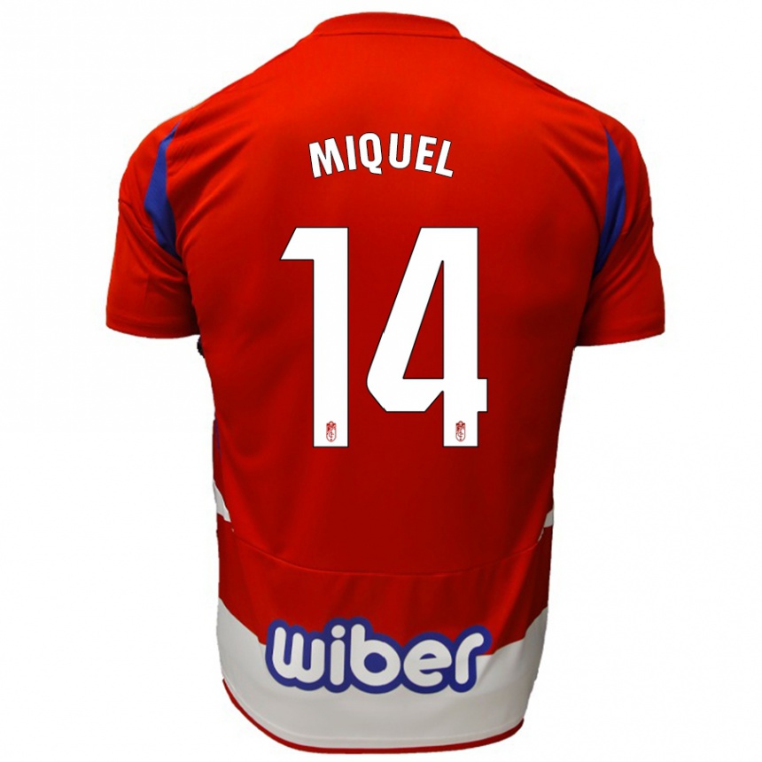 Kinder Fußball Ignasi Miquel #14 Rot Weiß Blau Heimtrikot Trikot 2024/25 T-Shirt Luxemburg