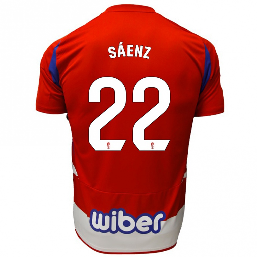 Kinder Fußball Pablo Sáenz #22 Rot Weiß Blau Heimtrikot Trikot 2024/25 T-Shirt Luxemburg