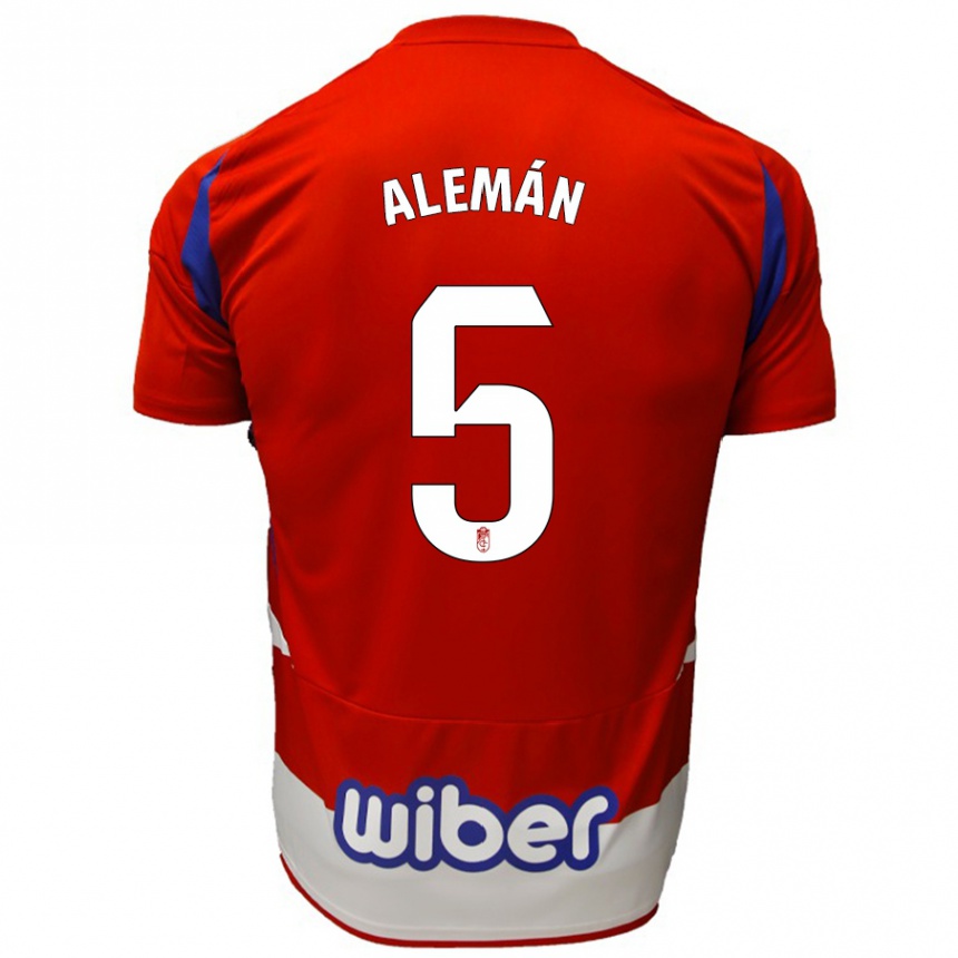 Kinder Fußball Carlos Alemán #5 Rot Weiß Blau Heimtrikot Trikot 2024/25 T-Shirt Luxemburg