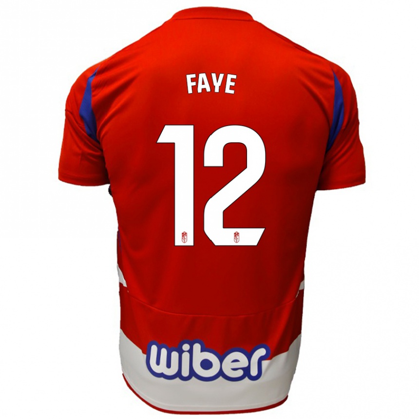 Kinder Fußball Serigne Faye #12 Rot Weiß Blau Heimtrikot Trikot 2024/25 T-Shirt Luxemburg