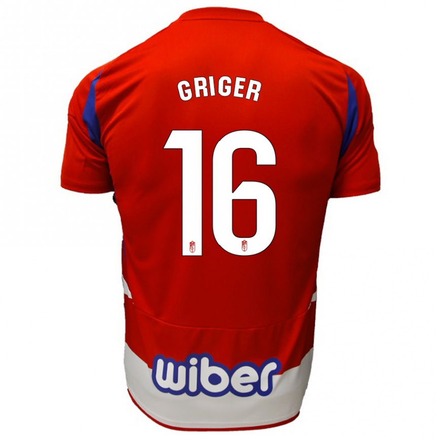 Kinder Fußball Adam Griger #16 Rot Weiß Blau Heimtrikot Trikot 2024/25 T-Shirt Luxemburg