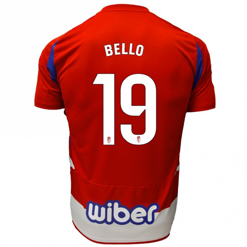 Kinder Fußball Eghosa Augustine Bello #19 Rot Weiß Blau Heimtrikot Trikot 2024/25 T-Shirt Luxemburg