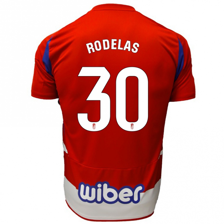 Kinder Fußball Sergio Rodelas #30 Rot Weiß Blau Heimtrikot Trikot 2024/25 T-Shirt Luxemburg