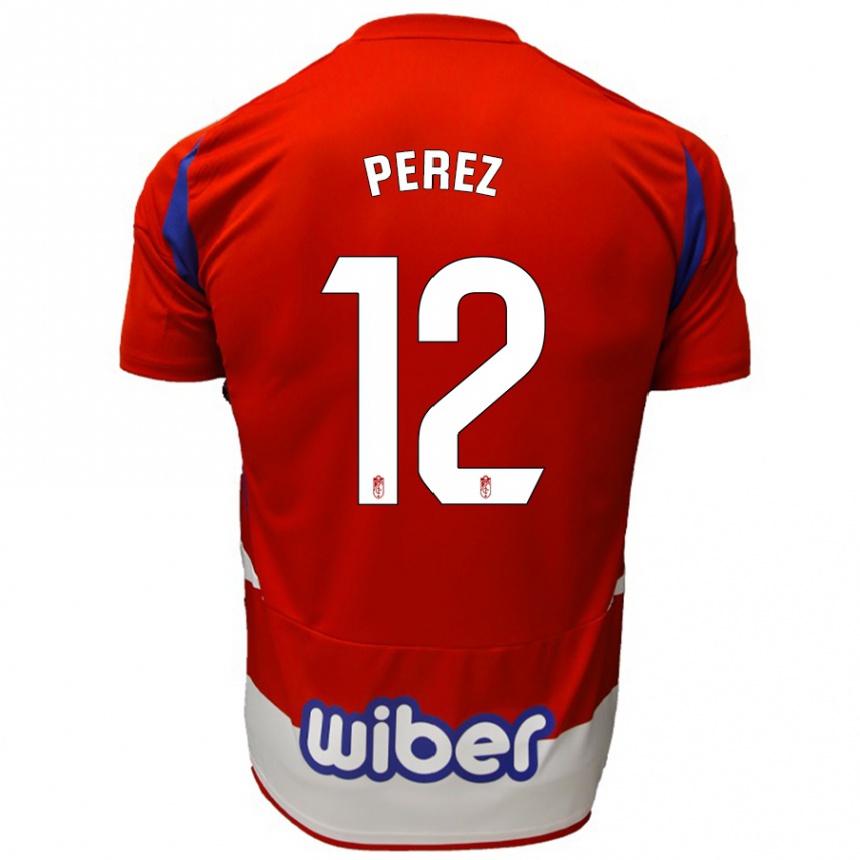 Kinder Fußball Alba Pérez #12 Rot Weiß Blau Heimtrikot Trikot 2024/25 T-Shirt Luxemburg