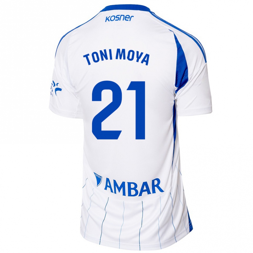 Kinder Fußball Toni Moya #21 Rot Weiß Heimtrikot Trikot 2024/25 T-Shirt Luxemburg