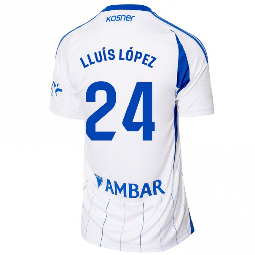 Kinder Fußball Lluís López #24 Rot Weiß Heimtrikot Trikot 2024/25 T-Shirt Luxemburg