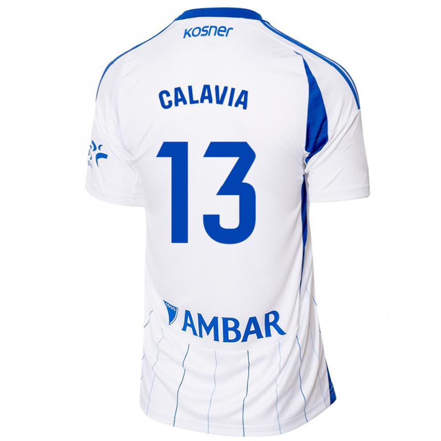 Kinder Fußball Carlos Calavia #13 Rot Weiß Heimtrikot Trikot 2024/25 T-Shirt Luxemburg