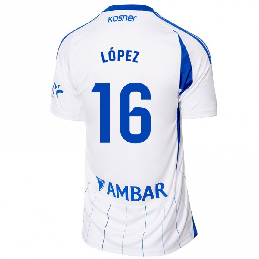 Kinder Fußball Juan López #16 Rot Weiß Heimtrikot Trikot 2024/25 T-Shirt Luxemburg