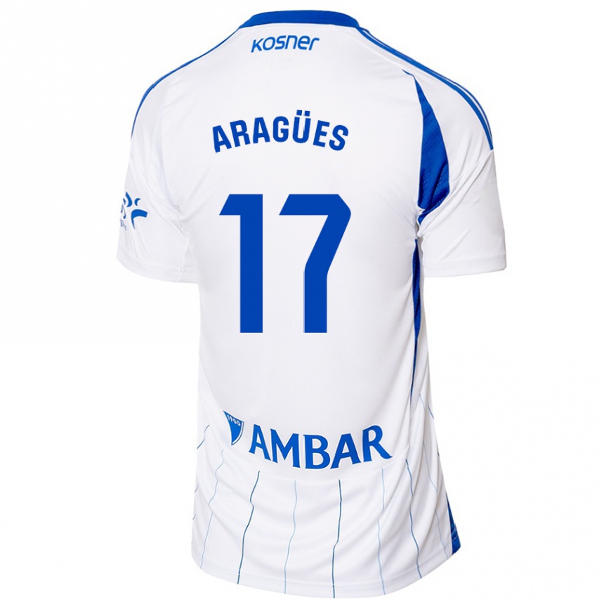 Kinder Fußball Chema Aragües #17 Rot Weiß Heimtrikot Trikot 2024/25 T-Shirt Luxemburg