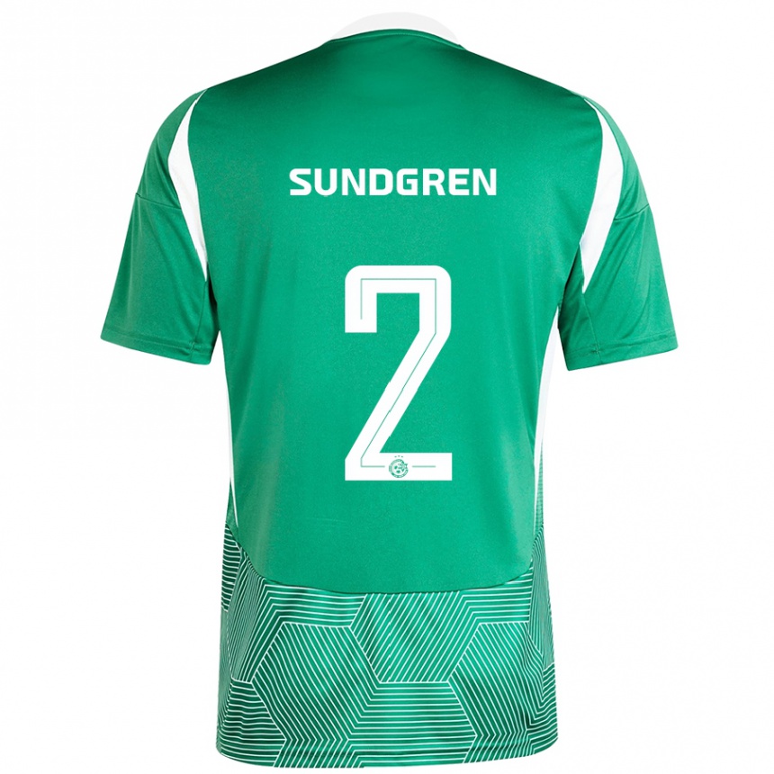 Kinder Fußball Daniel Sundgren #2 Grün Weiß Heimtrikot Trikot 2024/25 T-Shirt Luxemburg