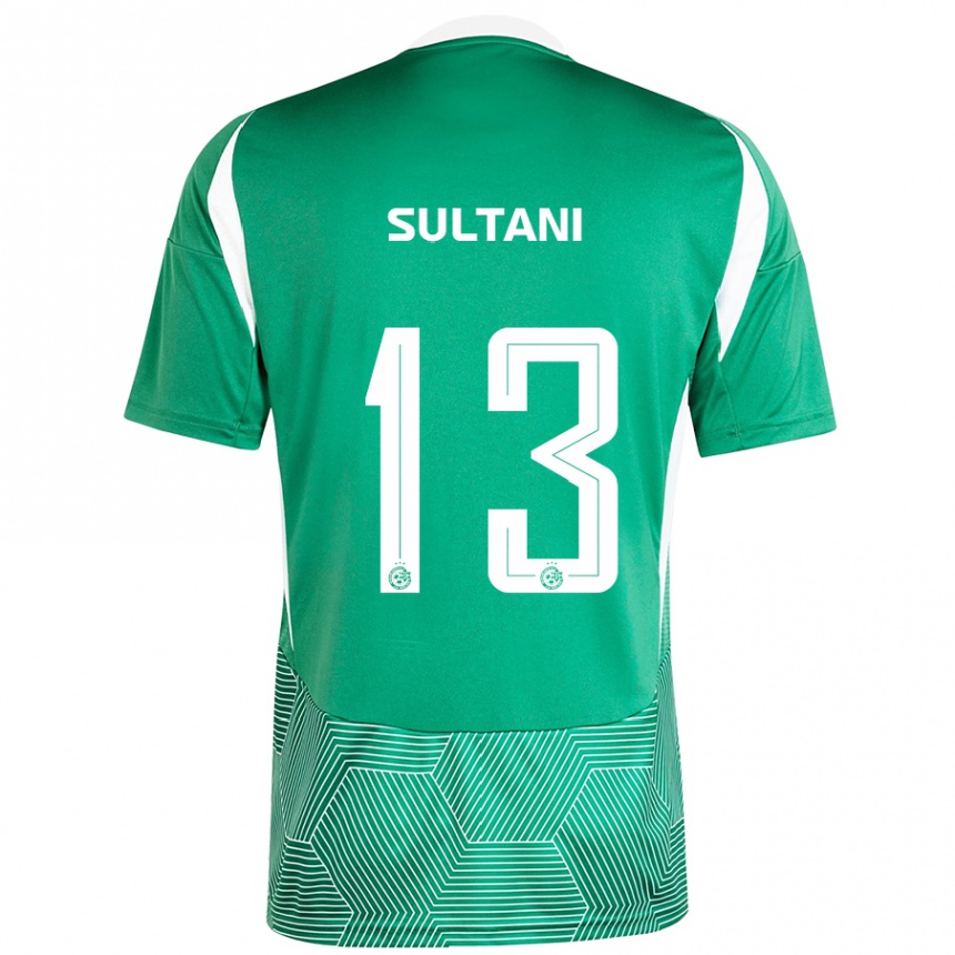 Kinder Fußball Tomás Sultani #13 Grün Weiß Heimtrikot Trikot 2024/25 T-Shirt Luxemburg