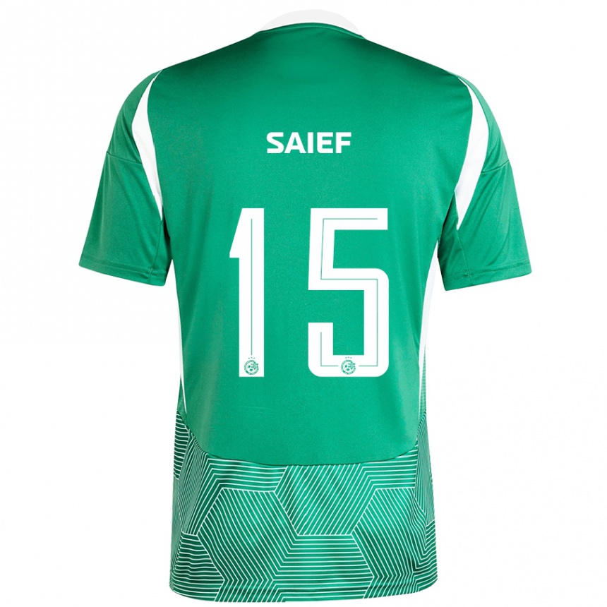 Kinder Fußball Kenny Saief #15 Grün Weiß Heimtrikot Trikot 2024/25 T-Shirt Luxemburg