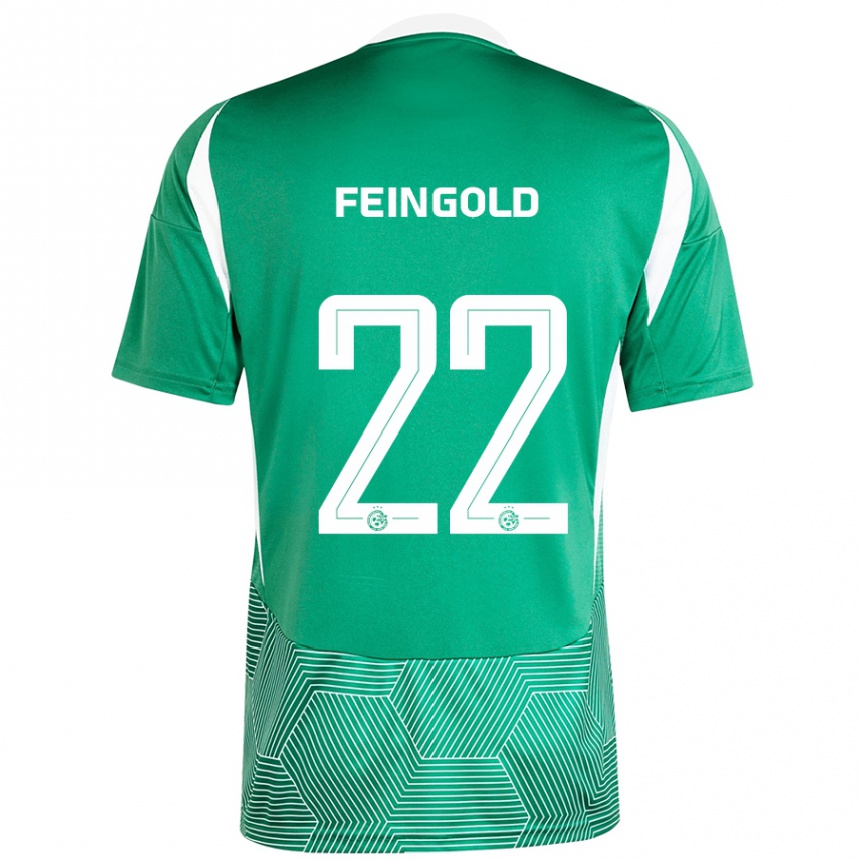 Kinder Fußball Ilay Feingold #22 Grün Weiß Heimtrikot Trikot 2024/25 T-Shirt Luxemburg