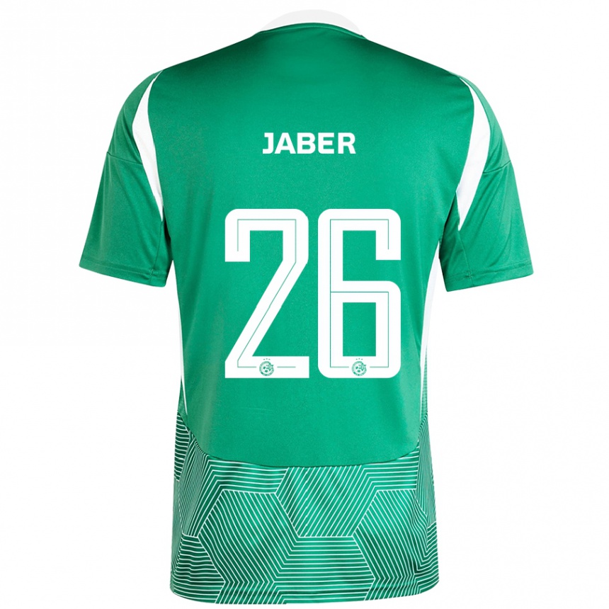 Kinder Fußball Mahmoud Jaber #26 Grün Weiß Heimtrikot Trikot 2024/25 T-Shirt Luxemburg