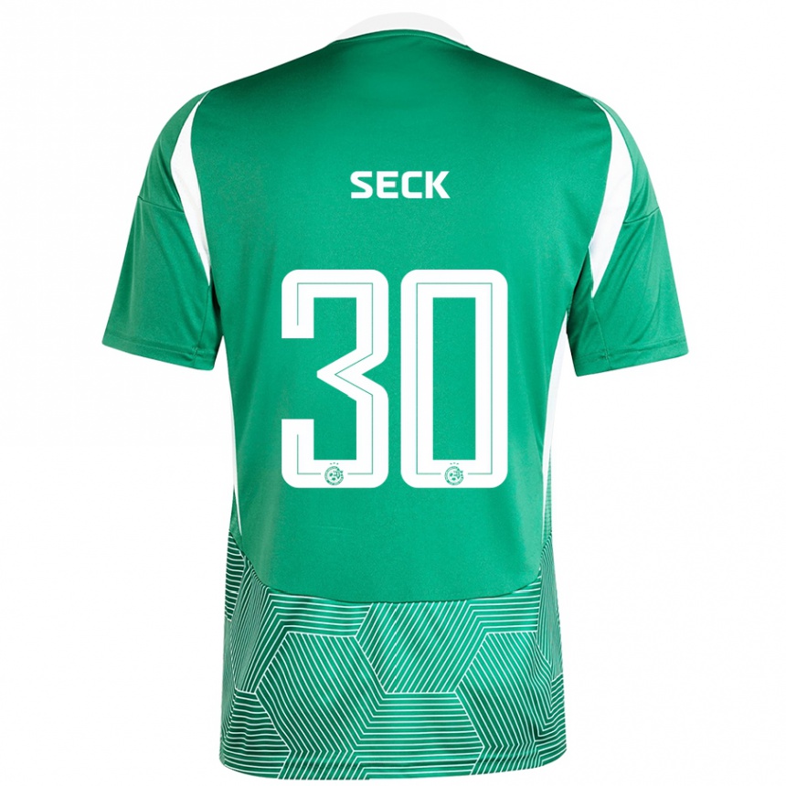 Kinder Fußball Abdoulaye Seck #30 Grün Weiß Heimtrikot Trikot 2024/25 T-Shirt Luxemburg