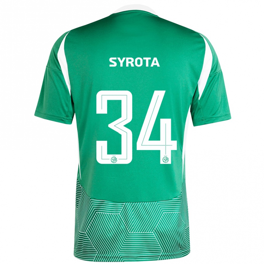 Kinder Fußball Oleksandr Syrota #34 Grün Weiß Heimtrikot Trikot 2024/25 T-Shirt Luxemburg