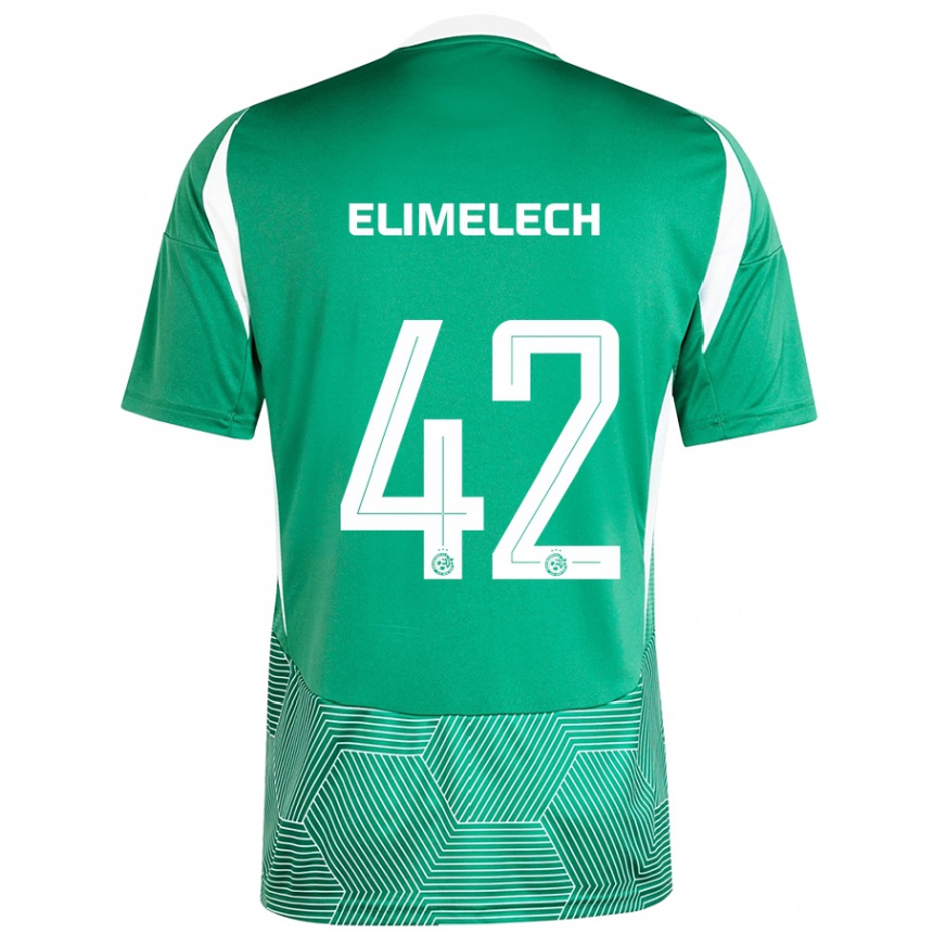 Kinder Fußball Roey Elimelech #42 Grün Weiß Heimtrikot Trikot 2024/25 T-Shirt Luxemburg