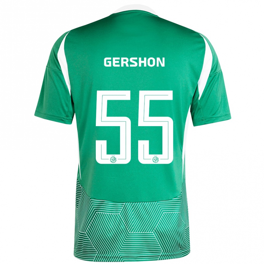 Kinder Fußball Rami Gershon #55 Grün Weiß Heimtrikot Trikot 2024/25 T-Shirt Luxemburg