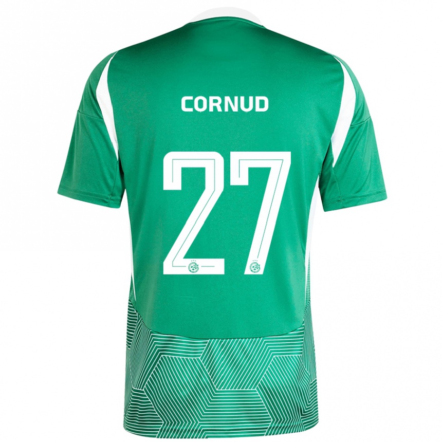 Kinder Fußball Pierre Cornud #27 Grün Weiß Heimtrikot Trikot 2024/25 T-Shirt Luxemburg