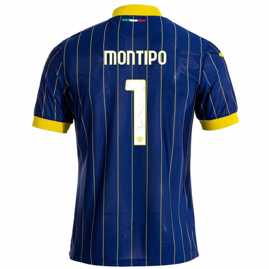 Kinder Fußball Lorenzo Montipò #1 Blau Gelb Heimtrikot Trikot 2024/25 T-Shirt Luxemburg