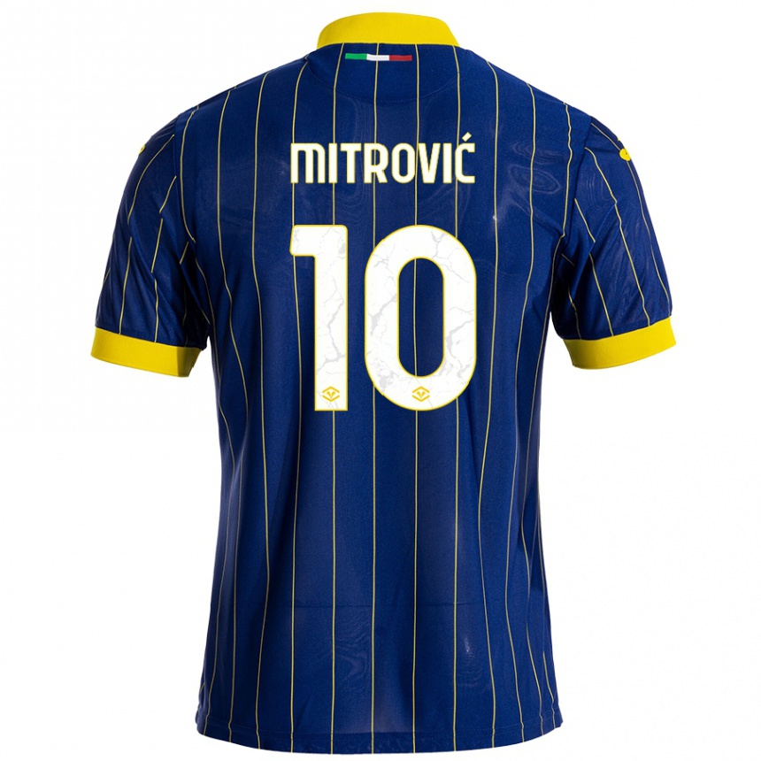 Kinder Fußball Stefan Mitrović #10 Blau Gelb Heimtrikot Trikot 2024/25 T-Shirt Luxemburg