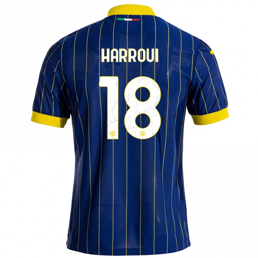 Kinder Fußball Abdou Harroui #18 Blau Gelb Heimtrikot Trikot 2024/25 T-Shirt Luxemburg