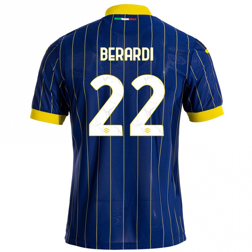 Kinder Fußball Alessandro Berardi #22 Blau Gelb Heimtrikot Trikot 2024/25 T-Shirt Luxemburg