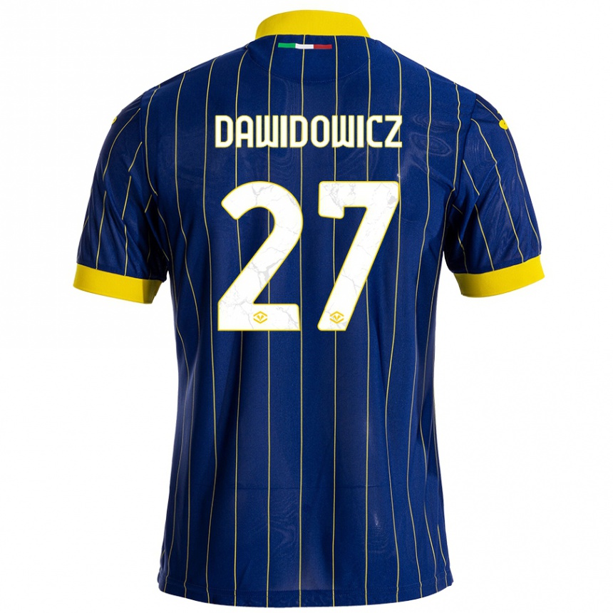 Kinder Fußball Pawel Dawidowicz #27 Blau Gelb Heimtrikot Trikot 2024/25 T-Shirt Luxemburg