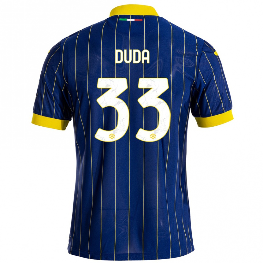 Kinder Fußball Ondrej Duda #33 Blau Gelb Heimtrikot Trikot 2024/25 T-Shirt Luxemburg