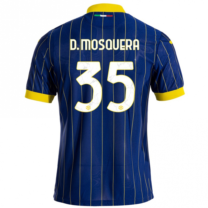 Kinder Fußball Daniel Mosquera #35 Blau Gelb Heimtrikot Trikot 2024/25 T-Shirt Luxemburg