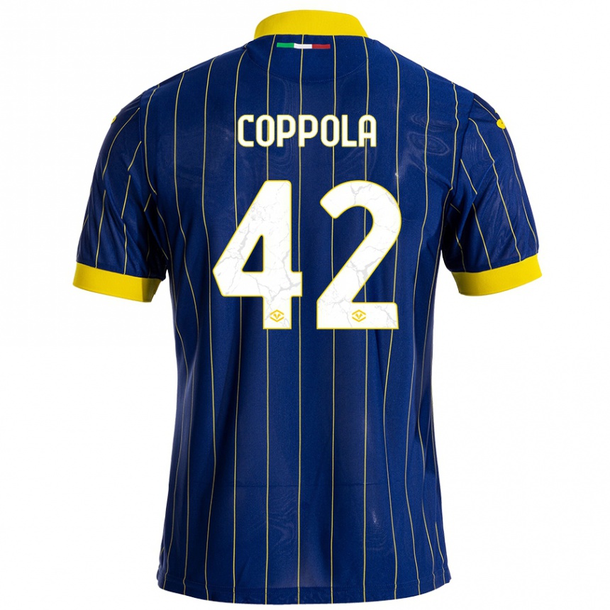 Kinder Fußball Diego Coppola #42 Blau Gelb Heimtrikot Trikot 2024/25 T-Shirt Luxemburg