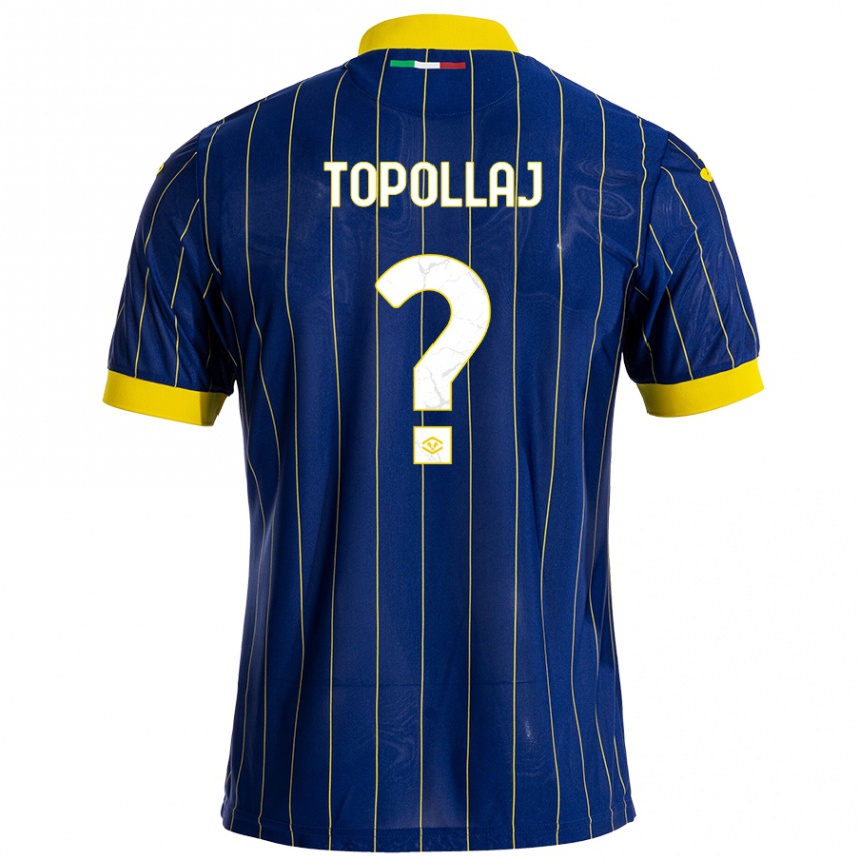 Kinder Fußball Mark Topollaj #0 Blau Gelb Heimtrikot Trikot 2024/25 T-Shirt Luxemburg