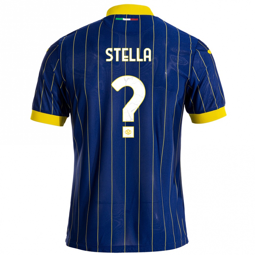 Kinder Fußball Kevin Stella #0 Blau Gelb Heimtrikot Trikot 2024/25 T-Shirt Luxemburg