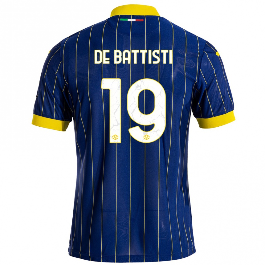 Kinder Fußball Davide De Battisti #19 Blau Gelb Heimtrikot Trikot 2024/25 T-Shirt Luxemburg