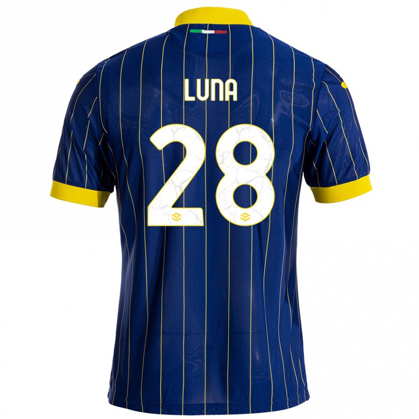 Kinder Fußball Agustín Luna #28 Blau Gelb Heimtrikot Trikot 2024/25 T-Shirt Luxemburg