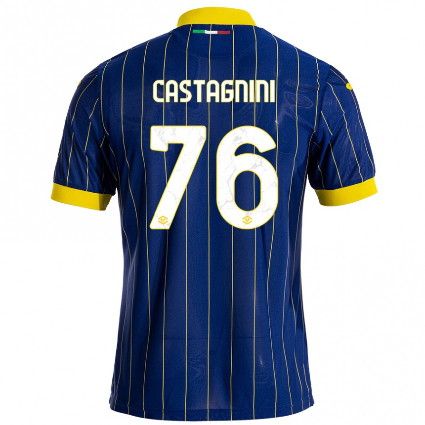 Kinder Fußball Mirko Castagnini #76 Blau Gelb Heimtrikot Trikot 2024/25 T-Shirt Luxemburg