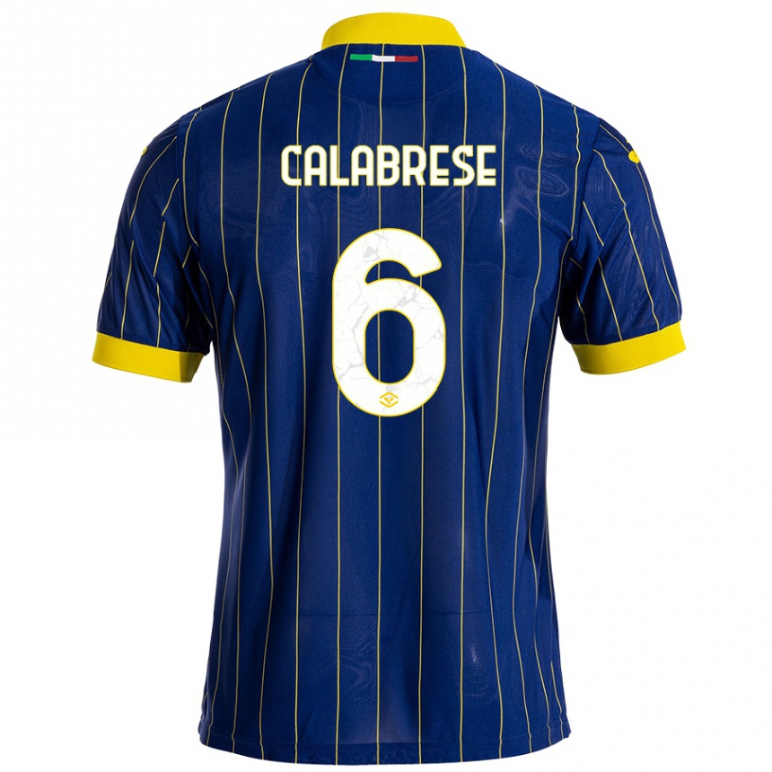 Kinder Fußball Nicolò Calabrese #6 Blau Gelb Heimtrikot Trikot 2024/25 T-Shirt Luxemburg