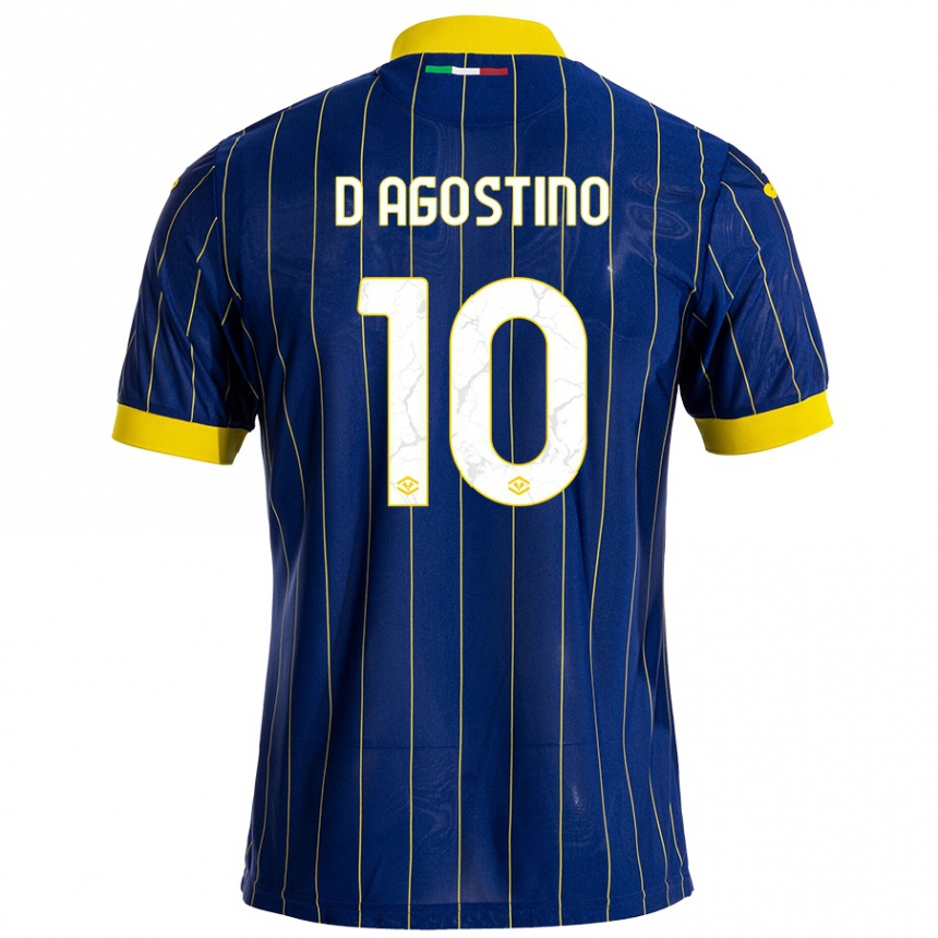 Kinder Fußball Samuele D'agostino #10 Blau Gelb Heimtrikot Trikot 2024/25 T-Shirt Luxemburg