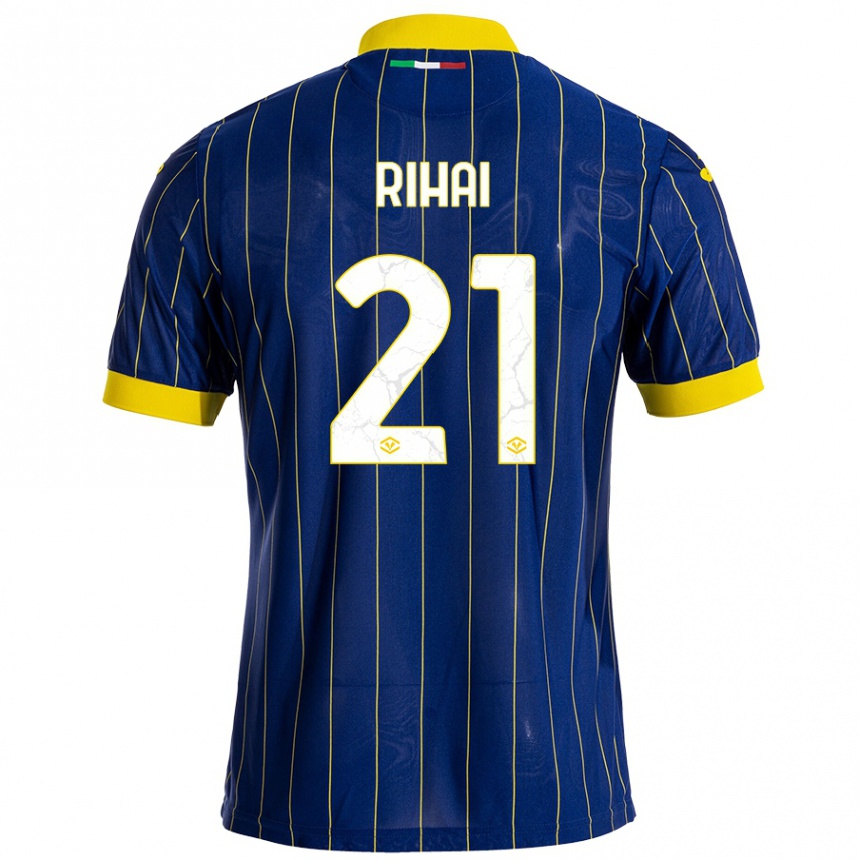 Kinder Fußball Aiman Rihai #21 Blau Gelb Heimtrikot Trikot 2024/25 T-Shirt Luxemburg