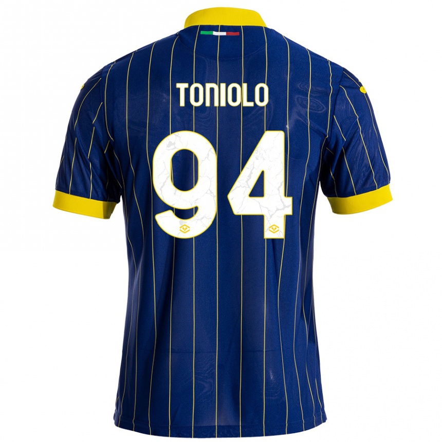 Kinder Fußball Giacomo Toniolo #94 Blau Gelb Heimtrikot Trikot 2024/25 T-Shirt Luxemburg