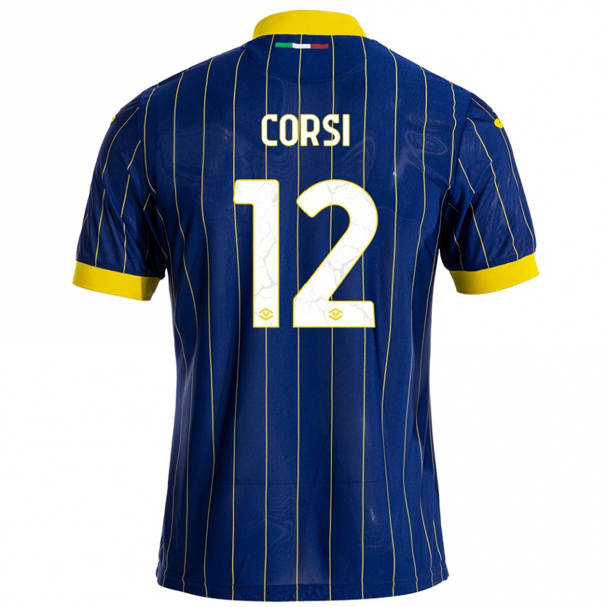 Kinder Fußball Sara Corsi #12 Blau Gelb Heimtrikot Trikot 2024/25 T-Shirt Luxemburg