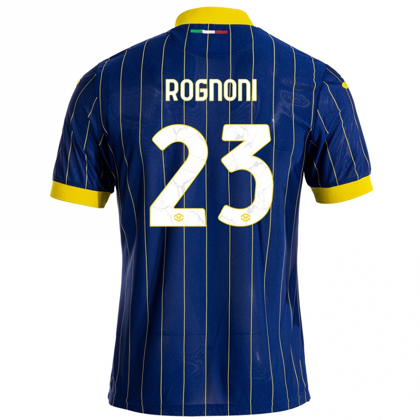 Kinder Fußball Alessia Rognoni #23 Blau Gelb Heimtrikot Trikot 2024/25 T-Shirt Luxemburg