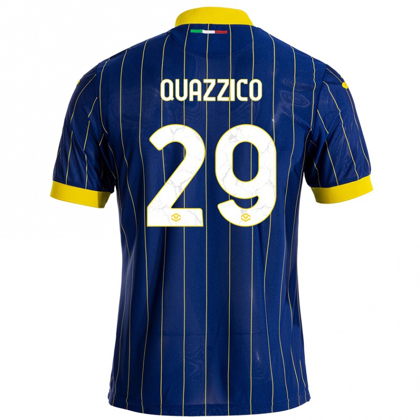 Kinder Fußball Francesca Quazzico #29 Blau Gelb Heimtrikot Trikot 2024/25 T-Shirt Luxemburg